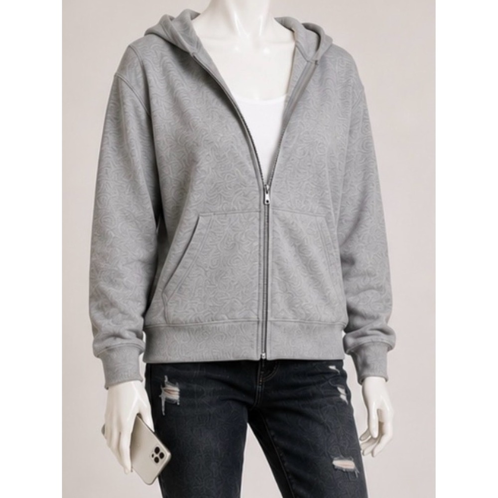 Aritzia Light Gray Hooded Zip Sweatshirt Jacket